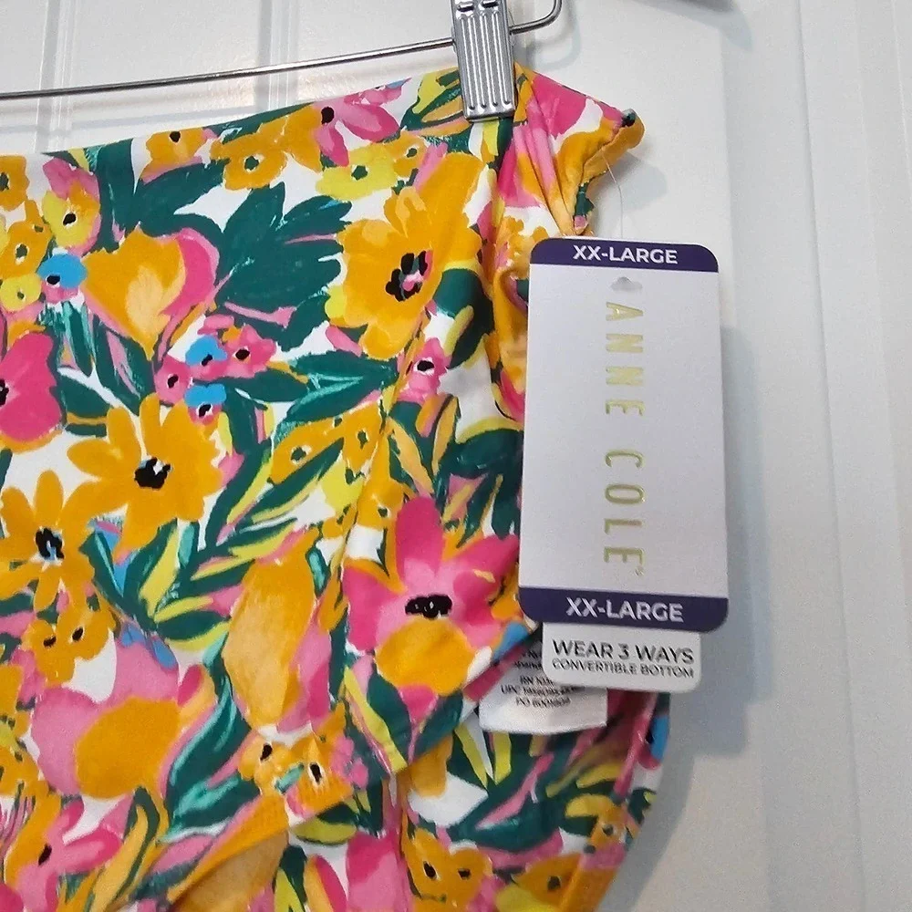 Anne Cole Bikini Convertible Bottom Womens Size XXL Pink Floral High Waist SwimB - Picture 5 of 8